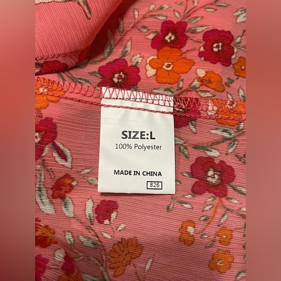 Like New (No Brand) Floral Pink Lightweight Women's Top | Size L - Picture 8 of 8